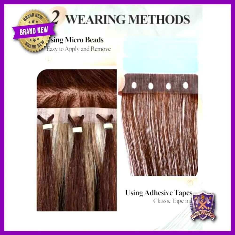 Human Hair Extensions 18 Inch Micro Bead Invisible Weft 4 Pieces